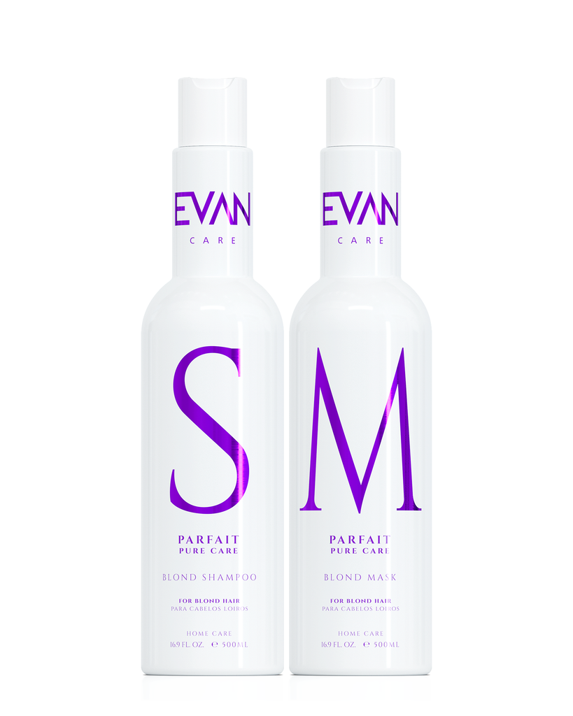 Kit Blond Shampoo e Máscara • Pure Care | Cuidados com Evan | Para cabelos loiros.